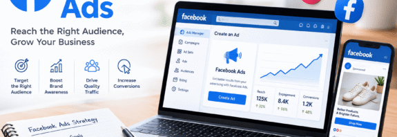 Facebook Ads campaign dashboard with audience targeting and analytics