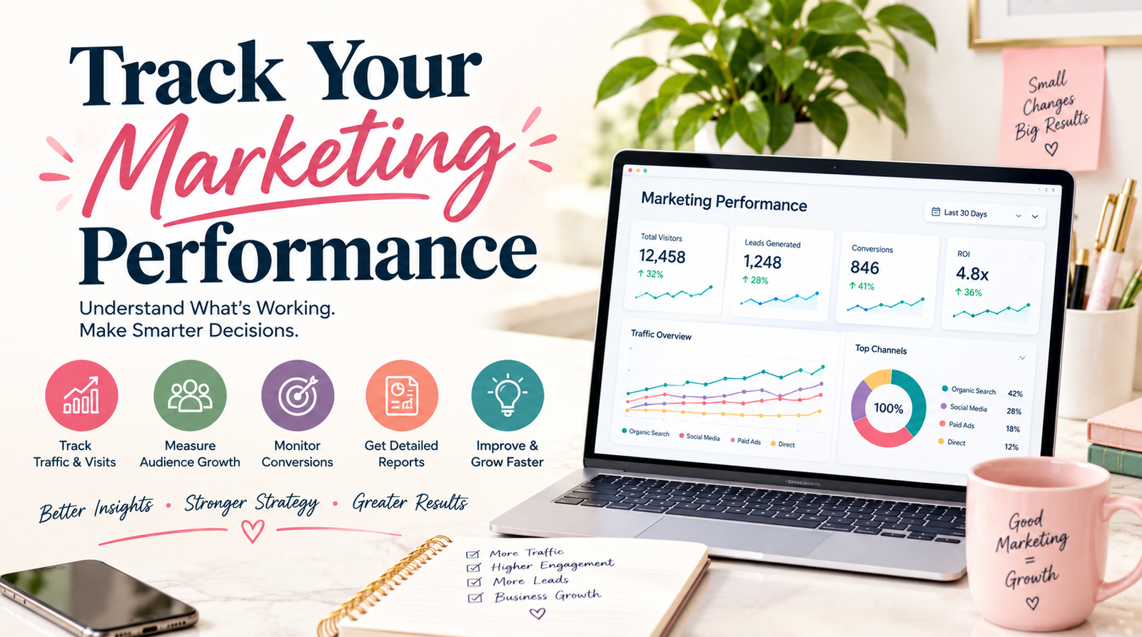 Track Your Marketing Performance with analytics dashboard.